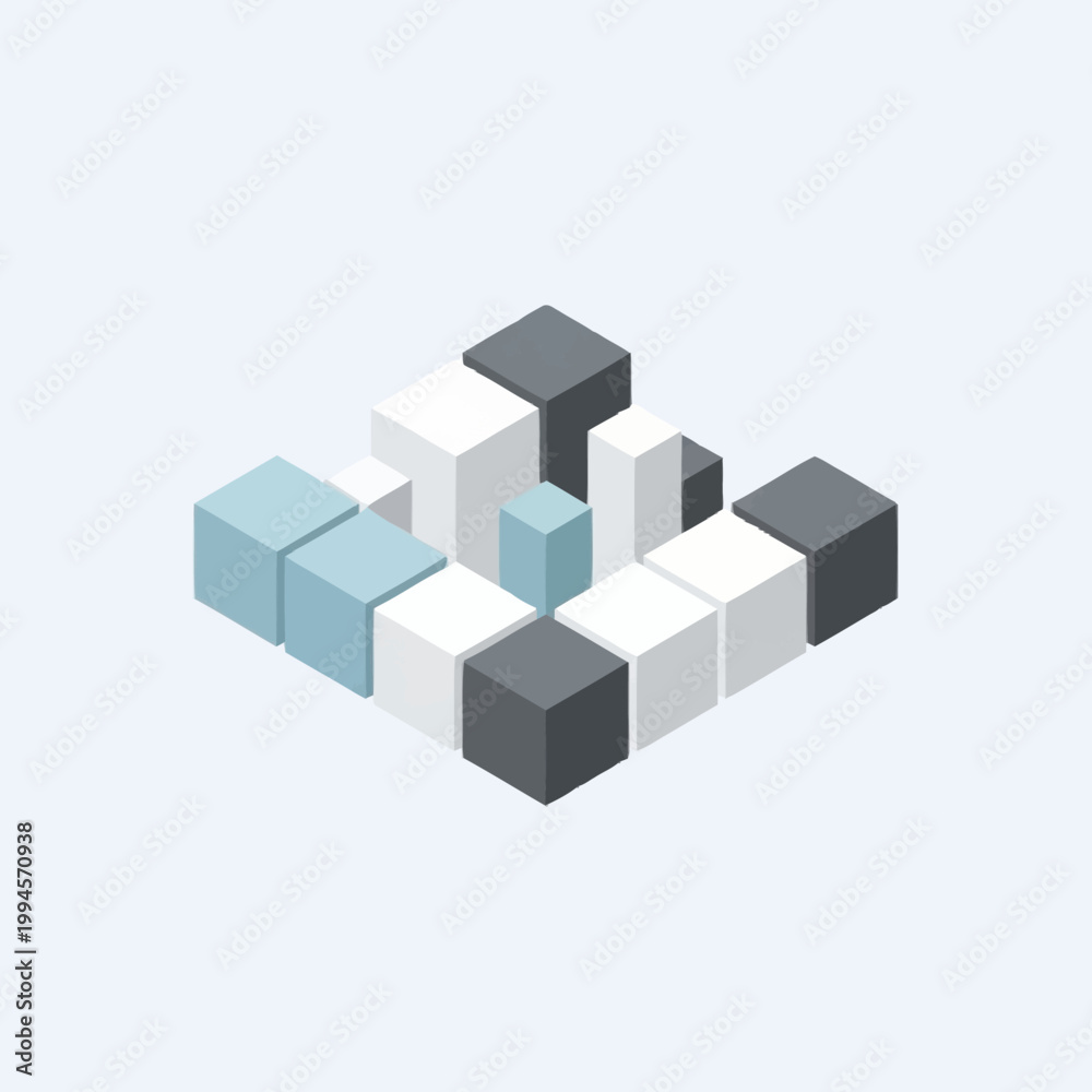 Fototapeta premium 3D isometric blocks in various colors.