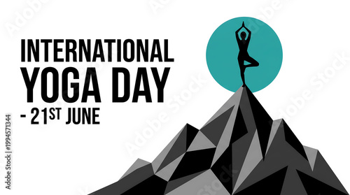 International Yoga Day 21 June Minimal Mountain Meditation Silhouette Balance Wellness Poster