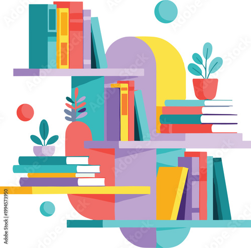 Flat lay of colorful books and stationery on pastel desk with education and learning concept