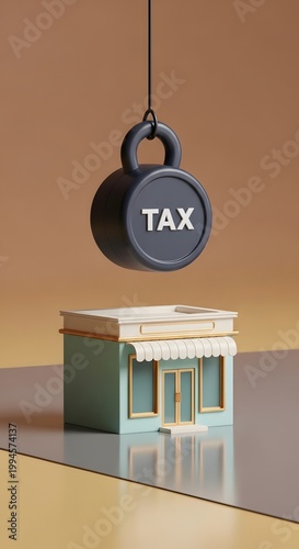 Minimalist 3D vertical illustration of a heavy black weight labeled 