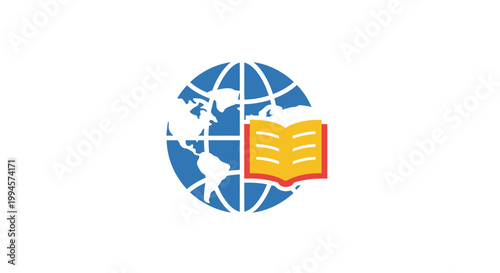 Global Knowledge: A Visual Representation of Education and Worldwide Learning with Book Icon