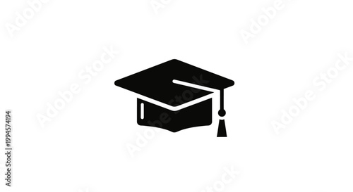 Graduation cap icon in black color representing achievement, education, and academic success