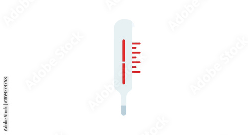 Medical thermometer illustration indicating fever or elevated body temperature on white background