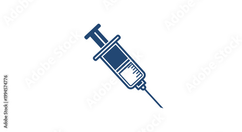 Medical syringe icon, injecting needle illustration, healthcare and vaccination concept design