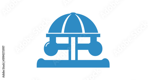 Bild auf Leinwand Blue Hindu monastery icon with Telugu script on white background