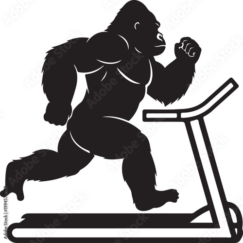 Gorilla Gym Bold Outline Silhouette Line Art