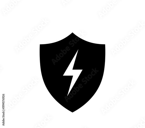 Shield with Lightning Bolt Symbolizing Protection and Security.