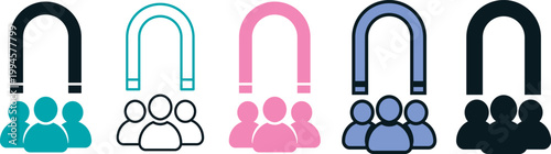 Premium user retention and community building icons, creative line style graphics for referral programs, fan base, and brand ambassadors.