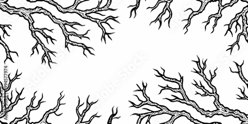Intricate network of bare branches forming a dramatic abstract pattern
