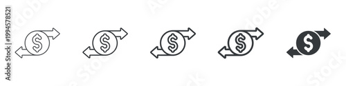Money Transfer Different Icon Set Simple Style Collection