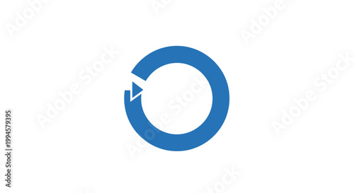 Blue Circular Arrow Symbolizing Process, Cycle, and Data Flow on White Background