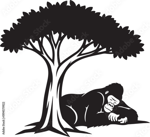 Gorilla Bold Outline Silhouette Line Art