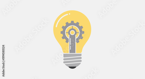 Conceptual illustration of innovation and ideas with a gear inside a lightbulb symbol