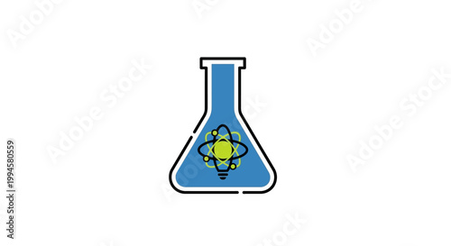 Conceptual representation of scientific research and experimentation with atomic structure