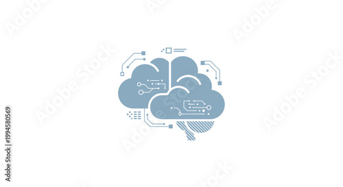 Conceptual representation of cloud computing and artificial intelligence in digital brain form
