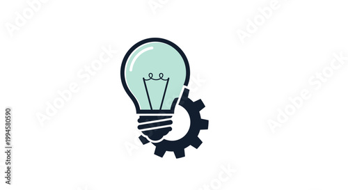 Creative concept combining bulb and gear representing innovation, solutions and progress