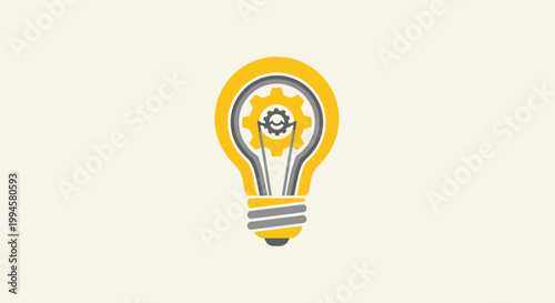 Creative concept represented by an illustration of a light bulb containing gears and cogwheels.
