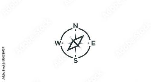 Minimalist Compass Icon Illustrating Direction, Navigation, and Exploration in a Simple Design
