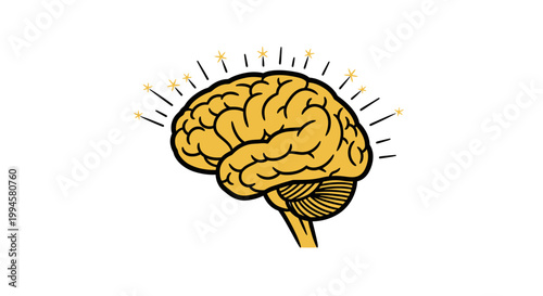 Illustration of a bright and creative mind with the brain, concept of intelligence
