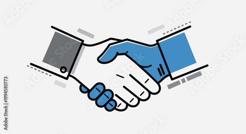 Illustration of a handshake symbolizing collaboration, agreement and successful partnership
