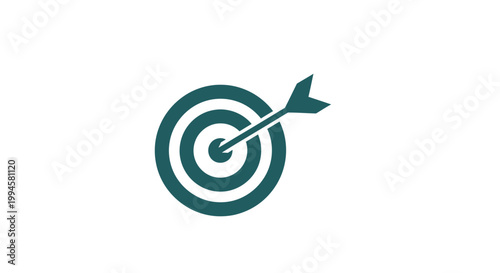 Dart hitting the bullseye representing a goal, aim, objective or achievement concept