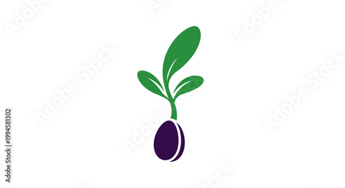 Minimalist logo of a sprouting seed representing growth, ecology and life cycle
