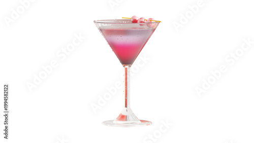 cocktail with berry 3d rendering