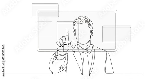Businessman using a digital interface with touch screen technology for modern business and digital interaction concepts