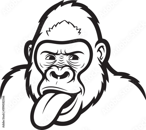 Gorilla Bold Outline Silhouette Line Art
