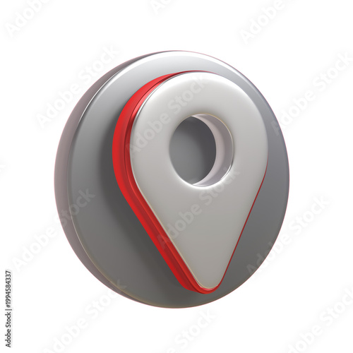 Navigation map pin location marker 3d icon gps for mobile app interface showing red and white map marker on transparency background suitable for route search and travel concept. Navigation 3D icon