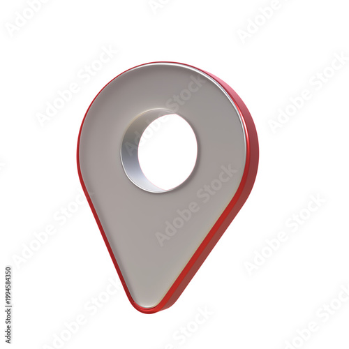 Navigation map pin marker location geolocation icon 3d design with glossy red edge transparency background for route planning travel interface waypoint search and direction Navigation 3D icon