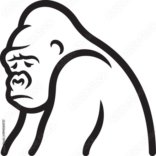 Gorilla Bold Outline Silhouette Line Art