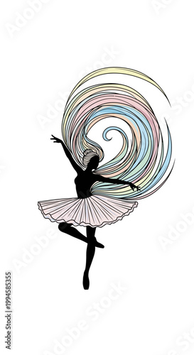 Silhouette of a female ballet dancer.