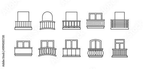 Balcony Line Icon Set