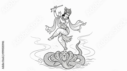 Mythical warrior figure battling a giant snake with a sword during a fantasy encounter in a mystical setting