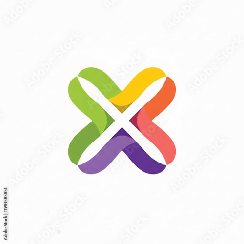 Heart icon made of colorful ribbon loops with green, purple, orange and yellow swirls for handmade projects