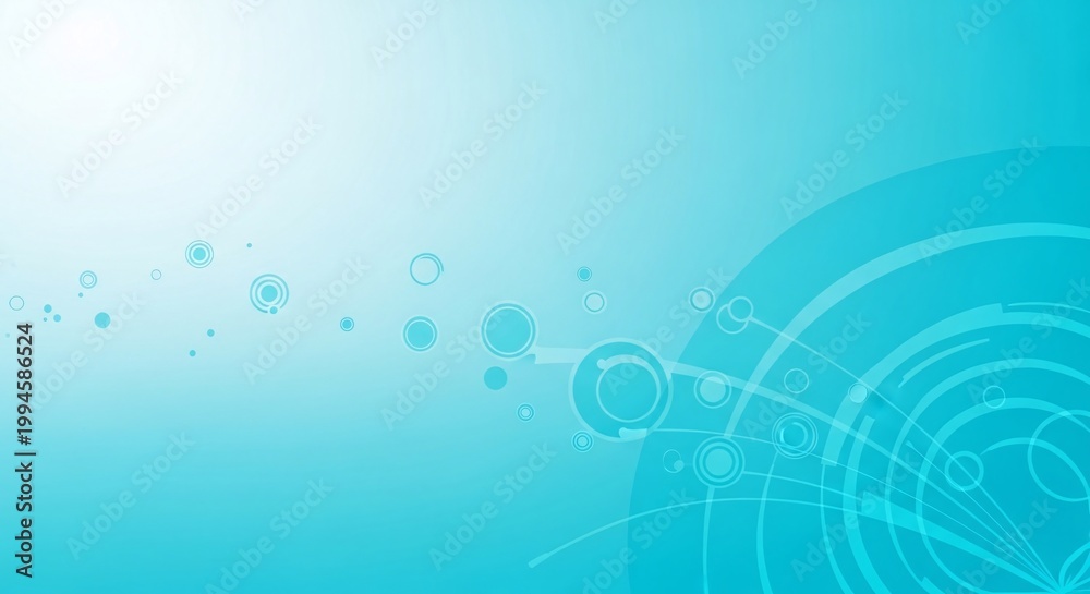 Obraz premium Abstract turquoise background with circular shapes and digital elements