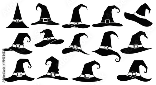 Witch Hats Collection Silhouettes - Halloween Costume Elements
