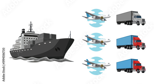 Global Shipping and Logistics: Ship, Planes, and Trucks
