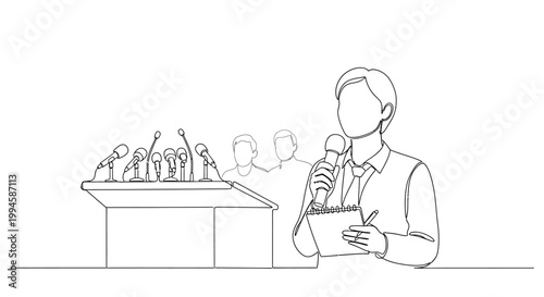 Businessman speaking at a podium.