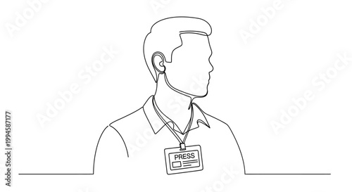 Businessman with ID badge around neck.