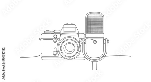 Camera and microphone equipment setup.