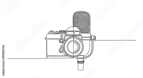 Camera with attached microphone device.