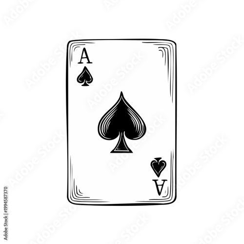 Ace of Spades Playing Card Illustration Drawing Style