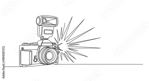 Camera with flash photography equipment.