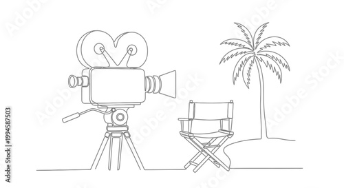 Film camera on a tripod stand.