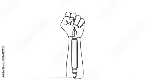 Fist Holding a Pen Upright Strong.