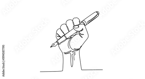 Hand Holding Pencil Writing Instrument.