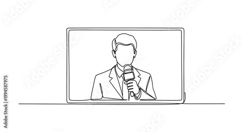 Man in suit on television screen.