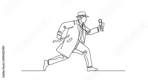 Man in trench coat running fast.